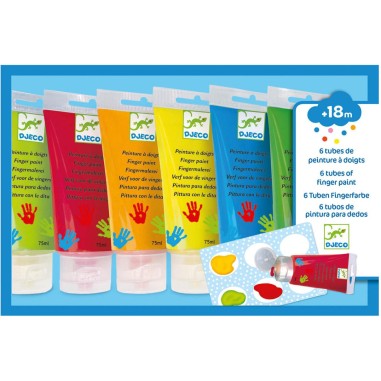 Les couleurs des petits - 6 tubes de peinture à  doigts - Djeco Les couleurs des petits - 6 tubes de peinture à  doigts - Djeco