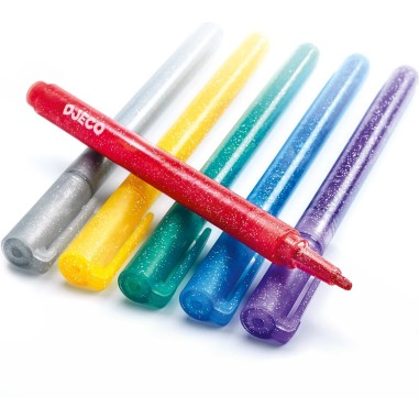 Les Couleurs - 6 Marqueurs Paillettes - Djeco Les Couleurs - 6 Marqueurs Paillettes - Djeco
