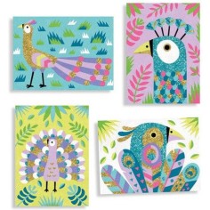 Sables colorés avec paillettes éblouissants oiseaux - Art au numéro - Djeco 2