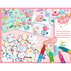 Un monde à créer, filles - Pochoirs, coloriages et collages - Djeco