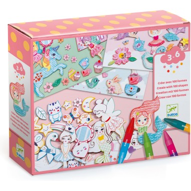 Un monde à créer, filles - Pochoirs, coloriages et collages - Djeco Un monde à créer, filles - Pochoirs, coloriages et collages - Djeco