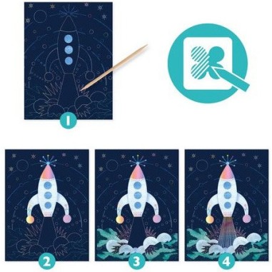 Cartes a gratter Mission cosmique - Djeco Cartes a gratter Mission cosmique - Djeco