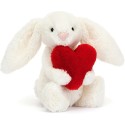 Peluche Lapin timide coeur d'amour rouge - Bashful Red Love Heart Bunny 18 cm - Jellycat