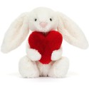 Peluche Lapin timide coeur d'amour rouge - Bashful Red Love Heart Bunny 18 cm - Jellycat