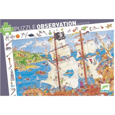 Puzzle observation - Les pirates - 100 pièces - Jeux classiques - Jeux de société - Djeco Puzzle observation - Les pirates - 100 pièces - Jeux classiques - Jeux de société - Djeco