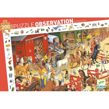 Puzzle observation - Equitation 200 pièces - Jeux classiques - Jeux de société - Djeco
