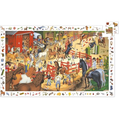 Puzzle observation - Equitation 200 pièces - Jeux classiques - Jeux de société - Djeco