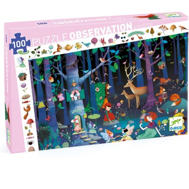 Djeco - Puzzle observation - La forêt enchantée - 100 pcs - Fsc Mix