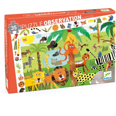 Puzzle observation - Jungle - 35 pièces - Jeux classiques - Jeux de société - Djeco