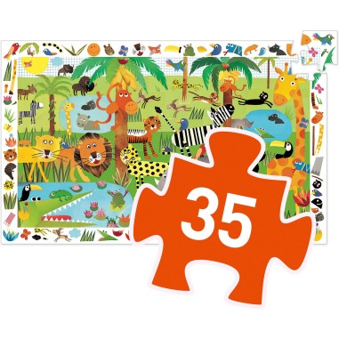 Puzzle observation - Jungle - 35 pièces - Jeux classiques - Jeux de société - Djeco Puzzle observation - Jungle - 35 pièces - Jeux classiques - Jeux de société - Djeco