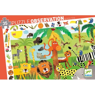 Puzzle observation - Jungle - 35 pièces - Jeux classiques - Jeux de société - Djeco Puzzle observation - Jungle - 35 pièces - Jeux classiques - Jeux de société - Djeco