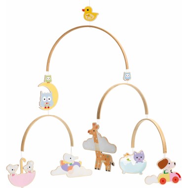 Mobile en bois bébés animaux - décoration Djeco Mobile en bois bébés animaux - décoration Djeco
