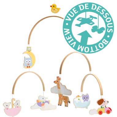 Mobile en bois bébés animaux - décoration Djeco Mobile en bois bébés animaux - décoration Djeco