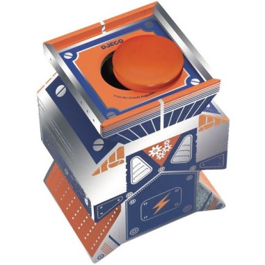 Tirelire en bois/carton effet métal Robot bleu/orange de - Little Big Room By Djeco