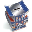 Tirelire en bois/carton effet métal Robot bleu/orange de - Little Big Room By Djeco