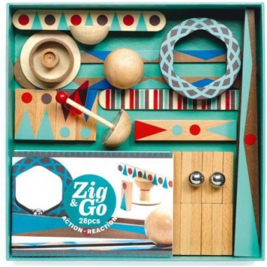 Jeu de construction action-réaction : zig & go : 28 pièces - djeco - Djeco