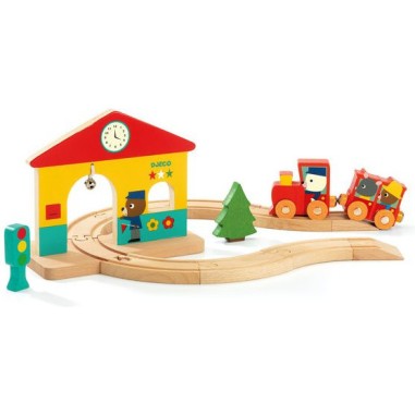 Minitrain circuit de train en bois Djeco dès 18 mois