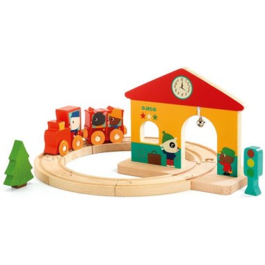 Minitrain circuit de train en bois Djeco dès 18 mois