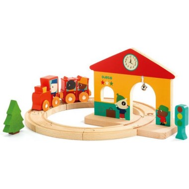 Minitrain circuit de train en bois Djeco dès 18 mois