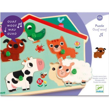 Encastrement musical 5 pièces en bois - ouaf woof sonore - djeco - Djeco Encastrement musical 5 pièces en bois - ouaf woof sonore - djeco - Djeco