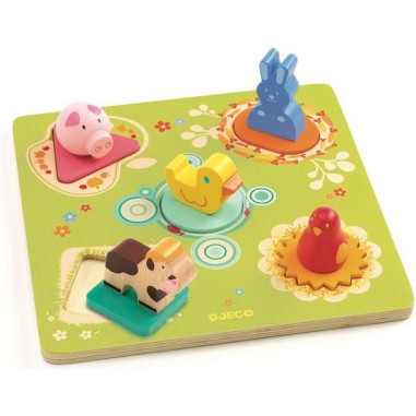 Encastrement 5 pièces en bois : canard et ses amis - djeco - Djeco