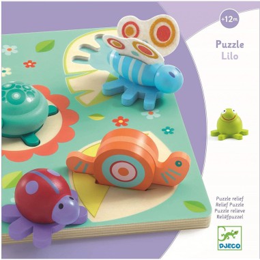 Puzzle Bois tortue et amis - jouet d'éveil à encastrer - Djeco Puzzle Bois tortue et amis - jouet d'éveil à encastrer - Djeco