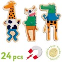 Jeu magnétique bois crazy animaux - tableau et magnets - Djeco