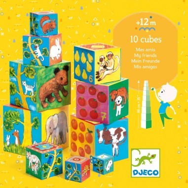Cubes à empiler mes amis - jouet d'éveil enfant - Djeco Cubes à empiler mes amis - jouet d'éveil enfant - Djeco