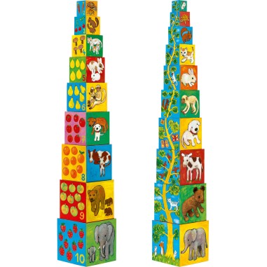 Cubes à empiler mes amis - jouet d'éveil enfant - Djeco Cubes à empiler mes amis - jouet d'éveil enfant - Djeco