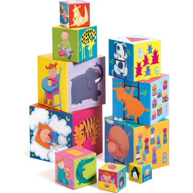 Cubes à empiler rigolos - jouet d'éveil enfant - Djeco Cubes à empiler rigolos - jouet d'éveil enfant - Djeco
