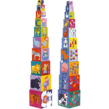 Cubes à empiler rigolos - jouet d'éveil enfant - Djeco Cubes à empiler rigolos - jouet d'éveil enfant - Djeco
