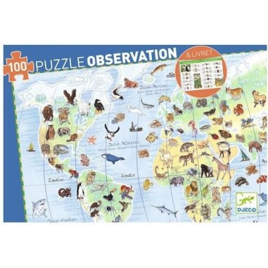 Puzzle Observation - Les animaux du monde - 100 pièces - Jeux classiques - Jeux de société - Djeco Puzzle Observation - Les animaux du monde - 100 pièces - Jeux classiques - Jeux de société - Djeco
