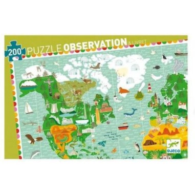 Puzzle Observation - Tour du monde - 200 pièces - Jeux classiques - Jeux de société - Djeco Puzzle Observation - Tour du monde - 200 pièces - Jeux classiques - Jeux de société - Djeco