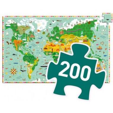 Puzzle Observation - Tour du monde - 200 pièces - Jeux classiques - Jeux de société - Djeco Puzzle Observation - Tour du monde - 200 pièces - Jeux classiques - Jeux de société - Djeco