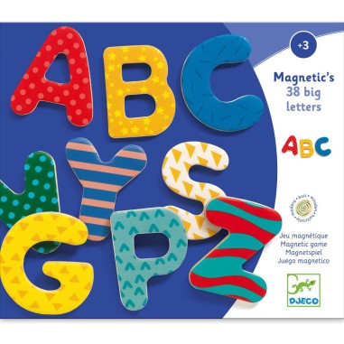 38 lettres en bois - tableau et magnets - Djeco