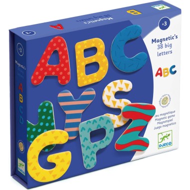 38 lettres en bois - tableau et magnets - Djeco 38 lettres en bois - tableau et magnets - Djeco