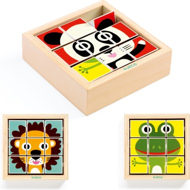 Puzzle 9 cubes en bois : tournanimo - djeco - Djeco Puzzle 9 cubes en bois : tournanimo - djeco - Djeco