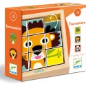 Puzzle 9 cubes en bois : tournanimo - djeco - Djeco