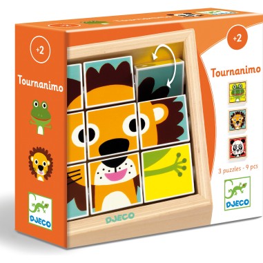 Puzzle 9 cubes en bois : tournanimo - djeco - Djeco Puzzle 9 cubes en bois : tournanimo - djeco - Djeco