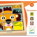 Puzzle 9 cubes en bois : tournanimo - djeco - Djeco