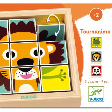 Puzzle 9 cubes en bois : tournanimo - djeco - Djeco Puzzle 9 cubes en bois : tournanimo - djeco - Djeco