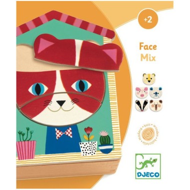Puzzle apprentissage 18 pièces en bois : face djeco - Djeco Puzzle apprentissage 18 pièces en bois : face djeco - Djeco
