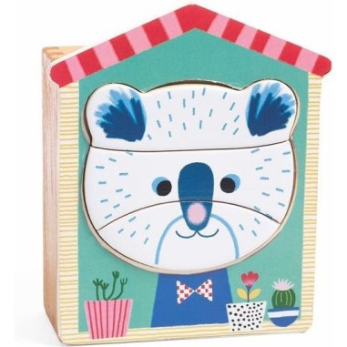 Puzzle apprentissage 18 pièces en bois : face djeco - Djeco Puzzle apprentissage 18 pièces en bois : face djeco - Djeco