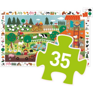 Puzzle 35 pièces - puzzle observation : la ferme - djeco - Djeco Puzzle 35 pièces - puzzle observation : la ferme - djeco - Djeco
