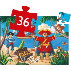 Puzzle silhouette - Le pirate et son trésor- 36 pièces - Jeux classiques - Jeux de société - Djeco 2