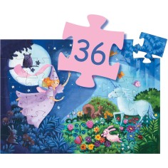 Puzzle silhouette - La fée et la licorne- 36 pièces - Jeux classiques - Jeux de société - Djeco 2