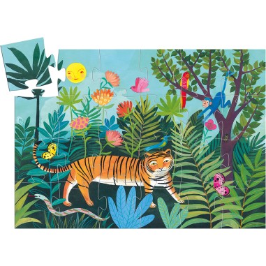 Puzzle la balade du tigre de Djeco - 24 pcs - Boite silhouette Puzzle la balade du tigre de Djeco - 24 pcs - Boite silhouette