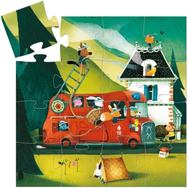 Puzzle Silhouette - Le Camion de Pompier - Jeux classiques - Djeco Puzzle Silhouette - Le Camion de Pompier - Jeux classiques - Djeco