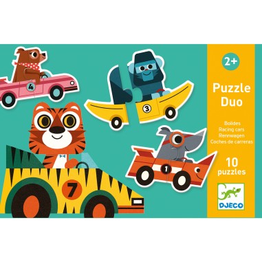 Puzzle duo bolides - jouet d'éveil et éducatif - Djeco Puzzle duo bolides - jouet d'éveil et éducatif - Djeco