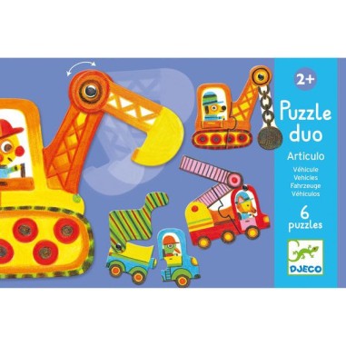 Puzzle 6 x 2 pièces : duo : articulo véhicule - djeco - Djeco Puzzle 6 x 2 pièces : duo : articulo véhicule - djeco - Djeco